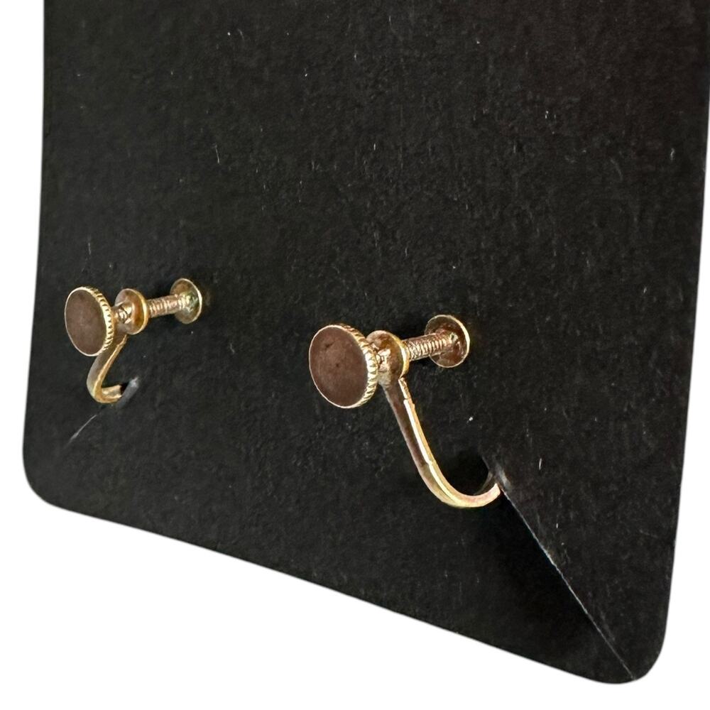Vintage Artsy Oval Enamel Copper Screw Back Earrings Mid Century Art Abstract - Picture 3 of 8